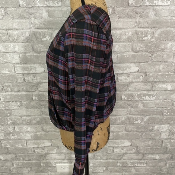 Evereve Peyton Jensen Faux Wrap Plaid Blouse - Picture 2 of 5